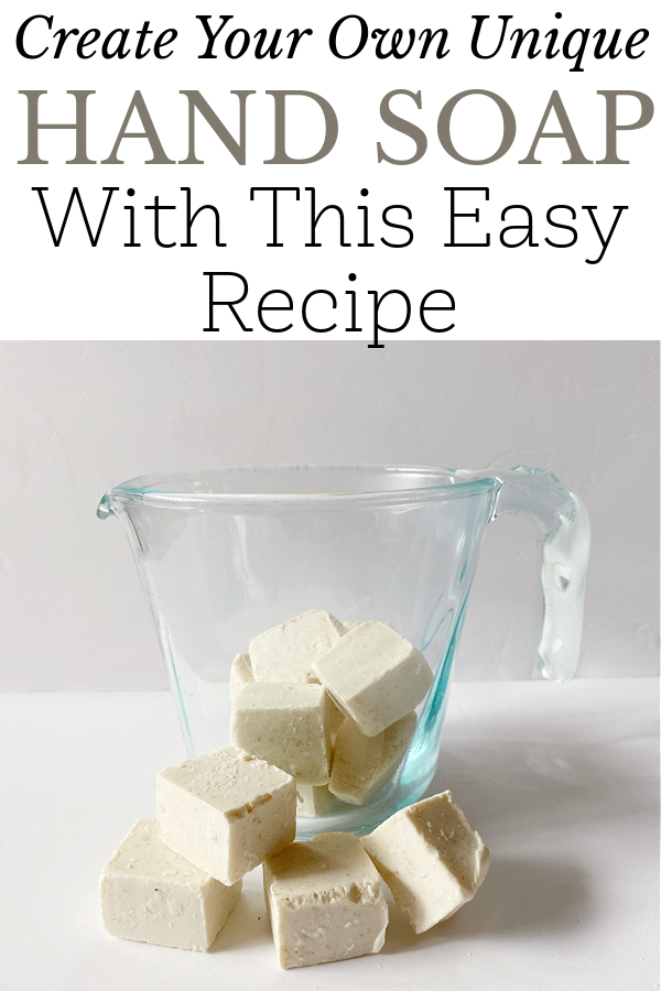Cubes of soap base in liquid measuring cup