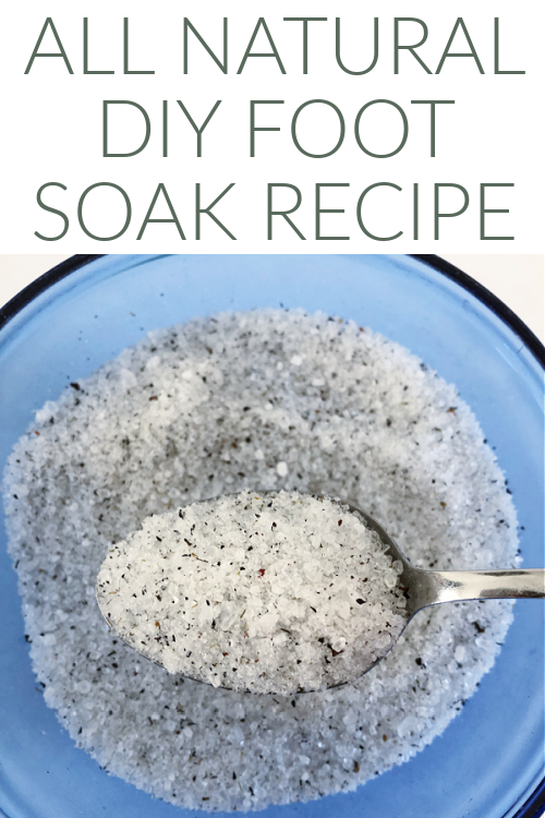 DIY Foot Soak made with natural ingredients in mixing bowl