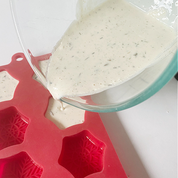 Pouring soap base into mold