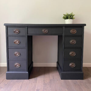 Vintage desk painted in Fusion Mineral Paint in the color Coal Black
