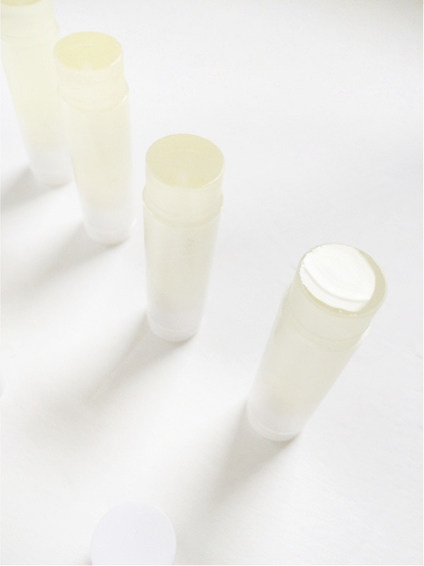 Natural Homemade Lip Balm in poured into tubes