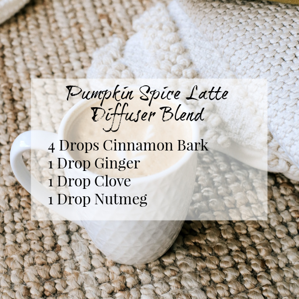 Nothing says fall like a pumpkin spice latte. Use a combination of cinnamon, ginger, clove, and nutmeg for the perfect fall diffuser blend.