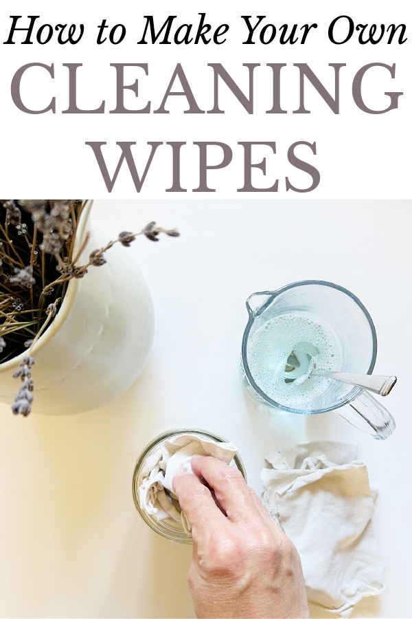 Putting pieces of cloth into jar to make DIY Wipes
