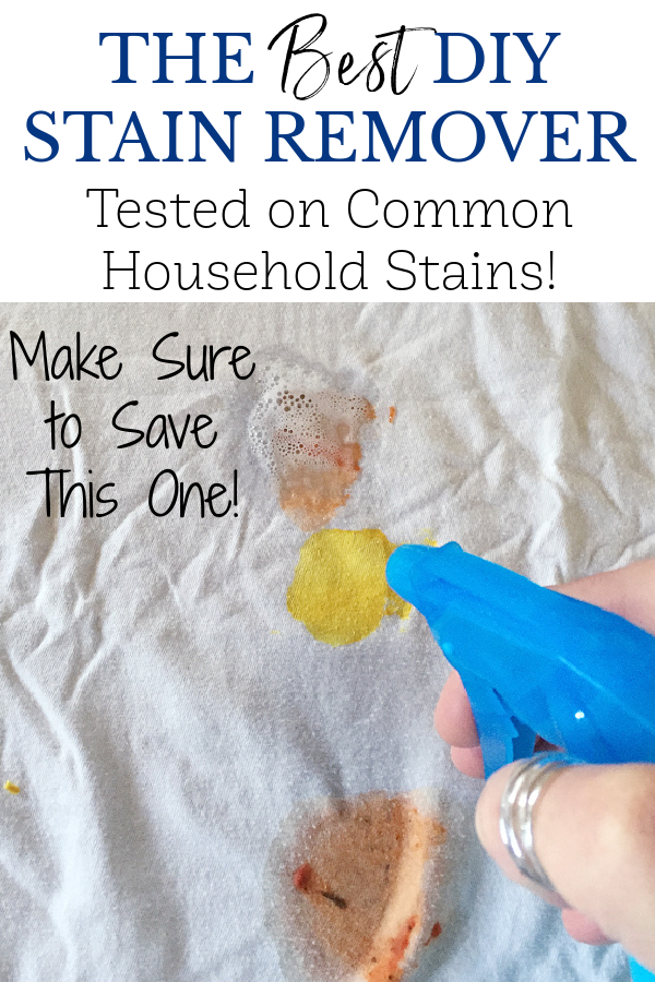 Spraying DIY Stain Remover on common household stains