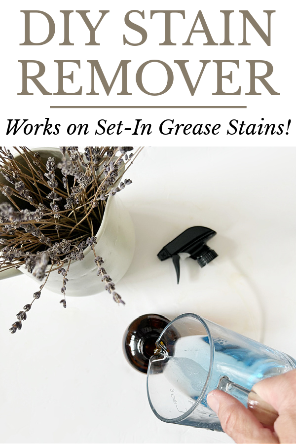 Pouring DIY Stain Remover into a spray bottle