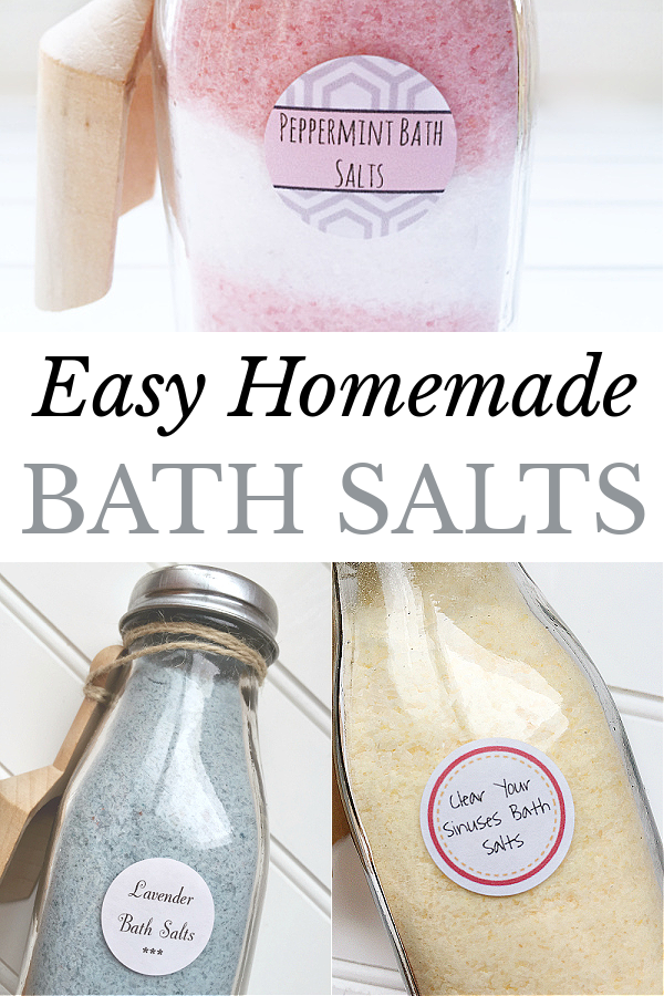 Collage of various bath salt recipes