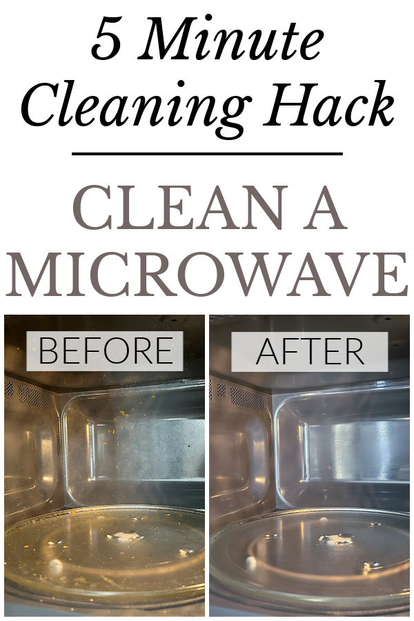 Before and after cleaning a microwave