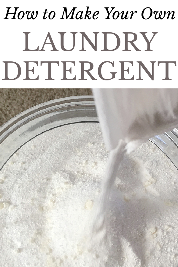 Pouring homemade non toxic laundry detergent into container