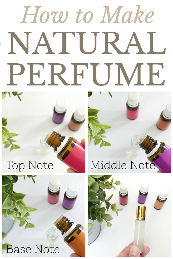 Collage of images showing how to make perfume with essential oils