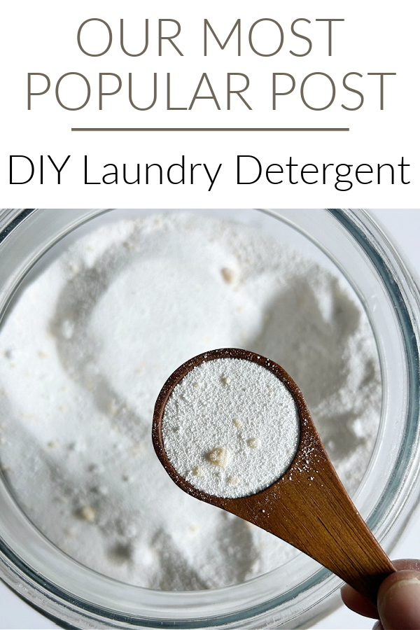 Wooden scoop with homemade laundry detergent