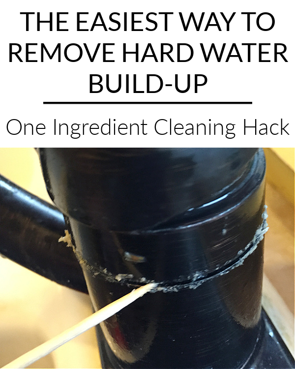Using toothpick to remove hard water build-up in sink faucet seam