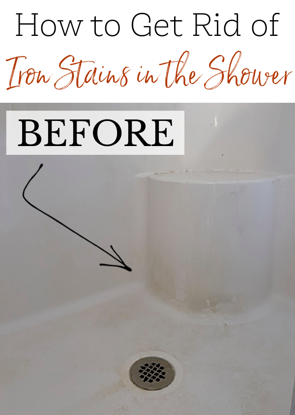 Iron stains on shower wall