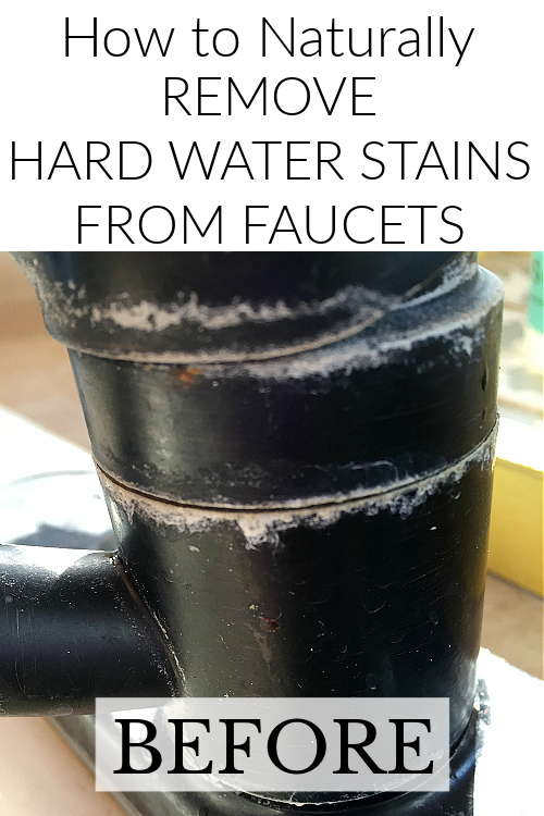 Kitchen faucet covered with hard water stains and mineral build-up