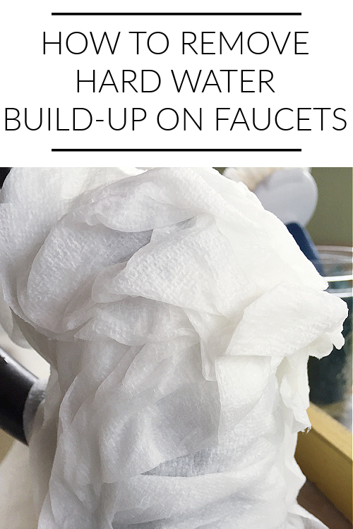 Kitchen faucet covered in vinegar soaked paper towels