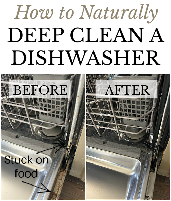 Before and After of dishwasher door cleaning process