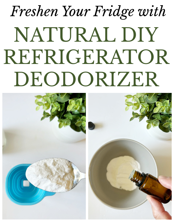 Collage showing how to make DIY fridge deodorizer
