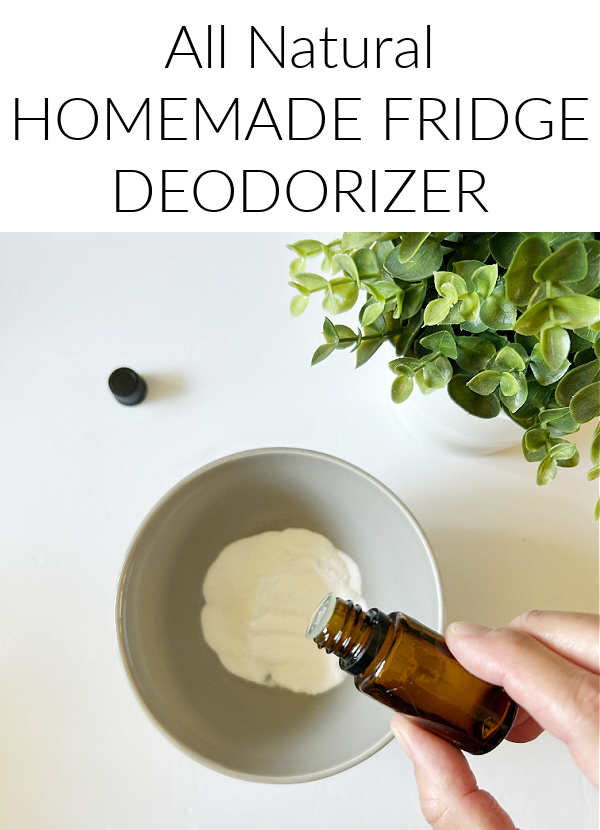Adding essential oil to a DIY fridge deodorizer recipe