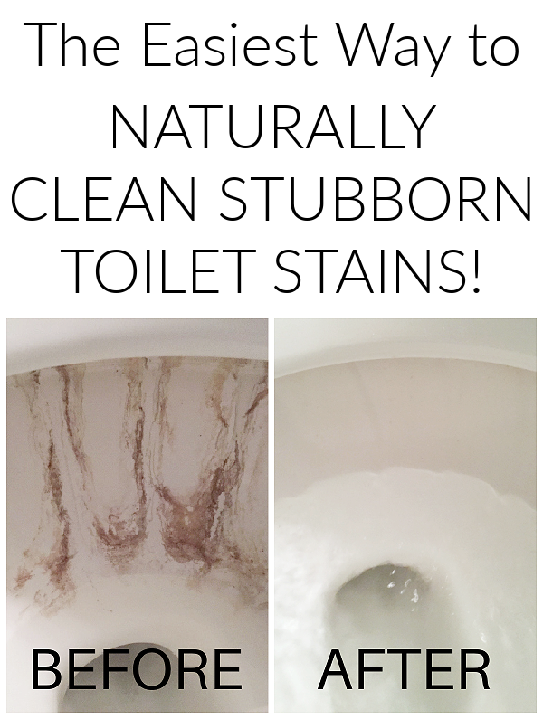 Stubborn toilet stains before and after cleaning with a pumice stone
