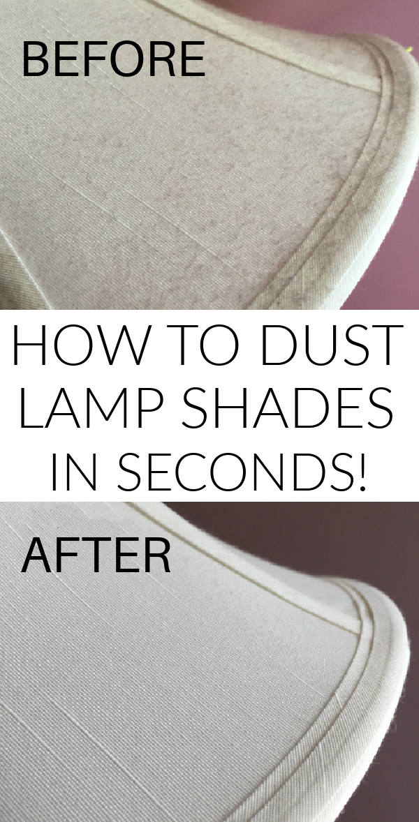 Lamp shade before and after using a simple dusting hack