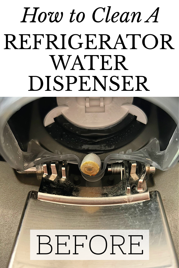Refrigerator water dispenser prior to cleaning