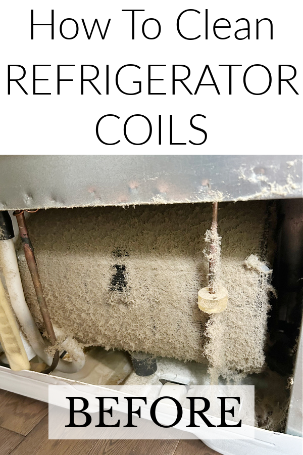 Refrigerator coils covered in dust prior to cleaning