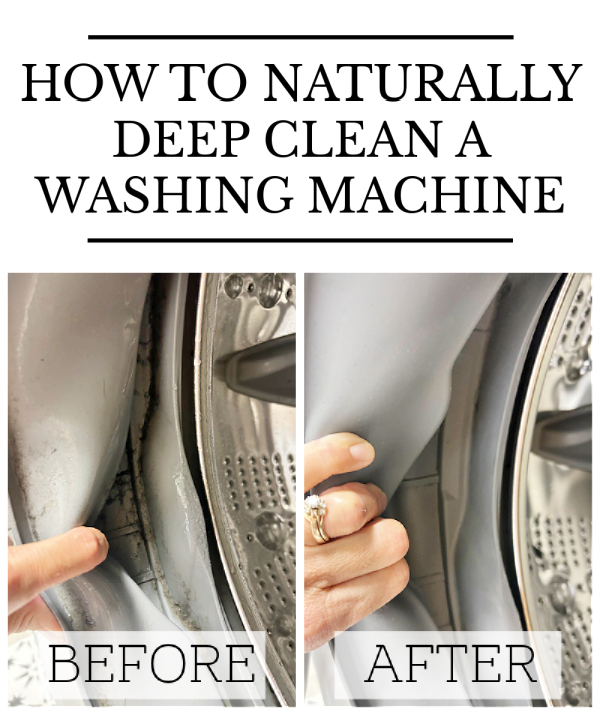 Before and after cleaning a washing machine seal