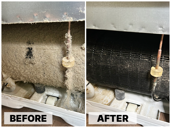 Refrigerator Coils before and after cleaning