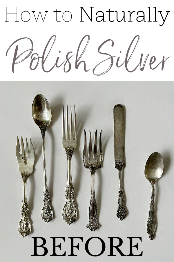 Silverware covered in tarnish prior to cleaning