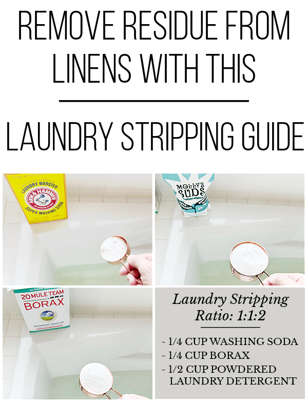 Collage of images showing ingredients added to laundry stripping mixture