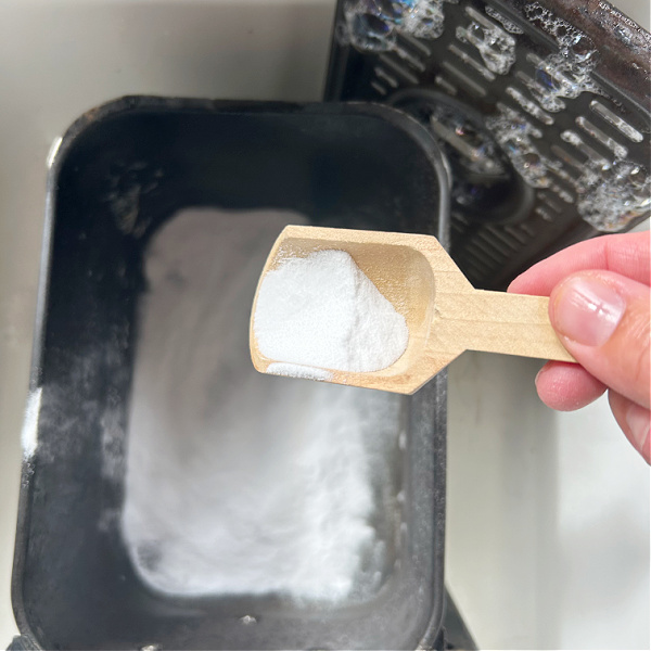 Adding Baking Soda to Air Fryer Basket to remove sticky residue
