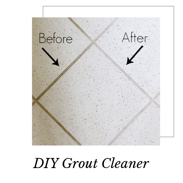 Before and After of Grout Cleaned with Baking Soda and Hydrogen Peroxide