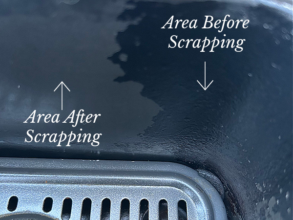 Before and After of Cleaning Burnt on Grease from Air Fryer Basket