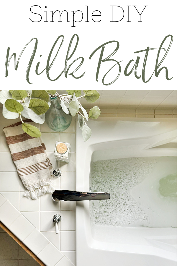 Filling bath while adding homemade milk bath powder