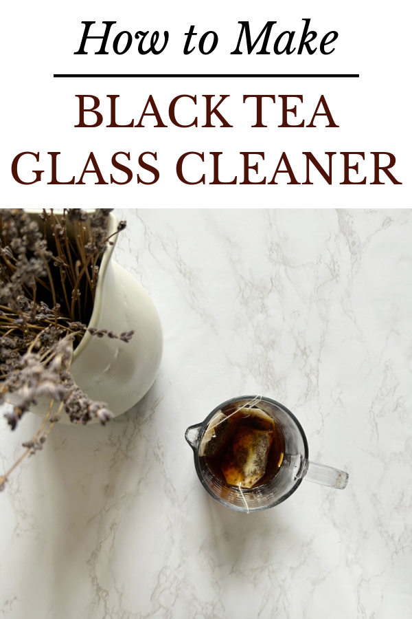Seeping bags of black tea to make a natural glass cleaner