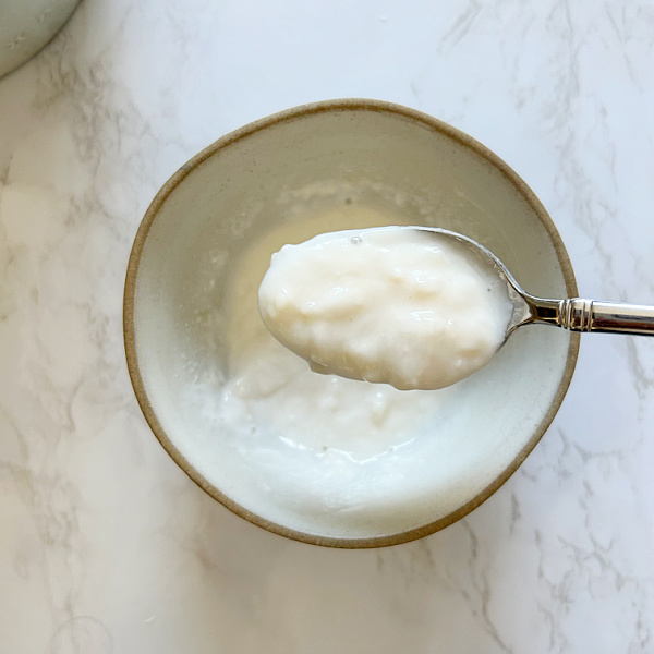 Chunky mixture showing what happens when you mix vinegar and castile soap