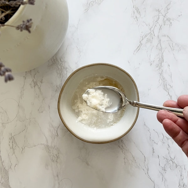 Castile soap that has curdled once vinegar was added