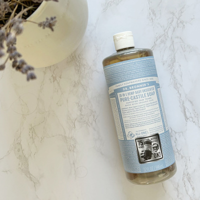 Bottle of unscented castile soap