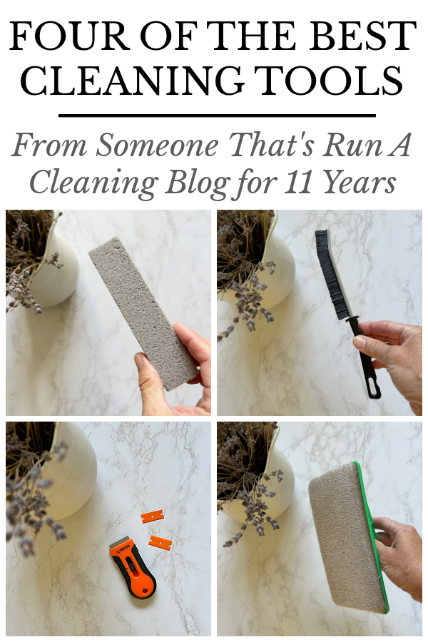 Collage of the best cleaning tools according to a cleaning expert
